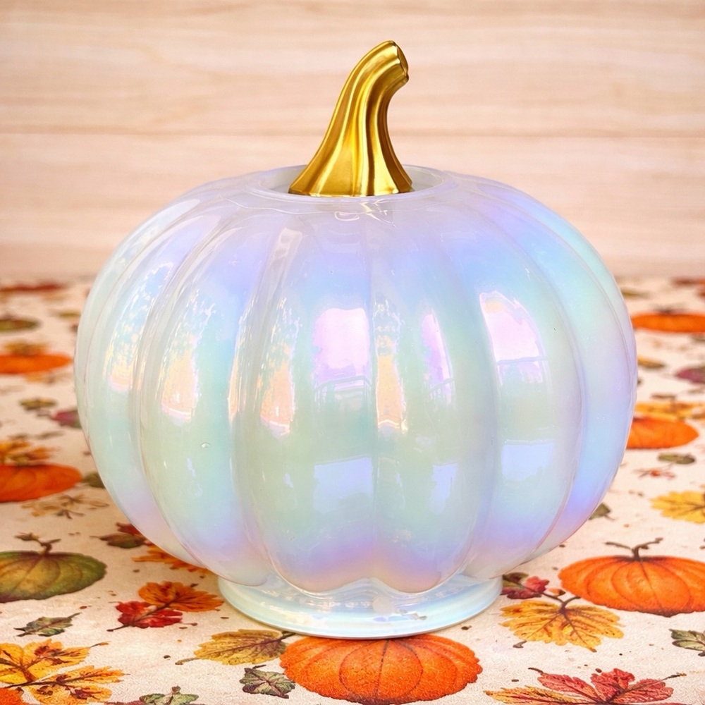 Target Bullseye Playground Fall White Iridescent Glass Pumpkin Decoration